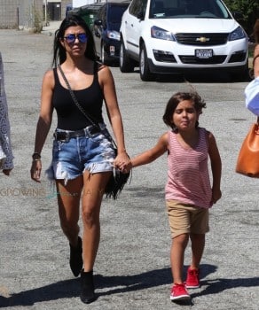 Kourtney Kardashian with son Mason and Penelope at the malibu cookout