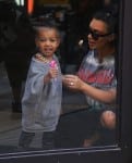 Pregnant Kim Kardashian and daughter North West at Toys R US