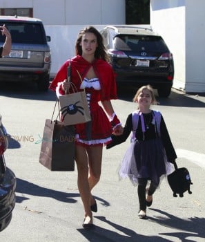 Alessandra Ambrosio dressed up for Halloween with her daughter Anja Mazur