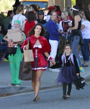 Alessandra Ambrosio dressed up for Halloween with her daughter Anja Mazur