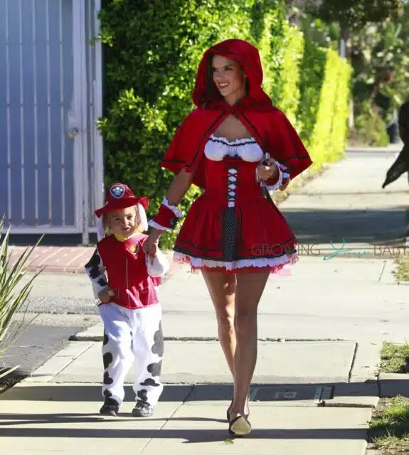 Alessandra Ambrosio dressed up for Halloween with her son Noah Mazur