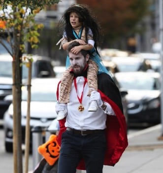 Jason & Bryn Hoppy leave a Halloween Party