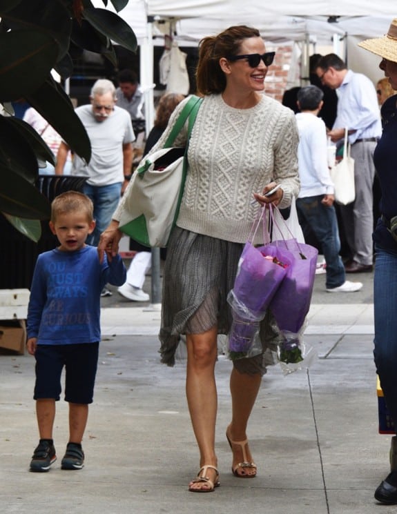 Jennifer Garner at the market with her son Sam