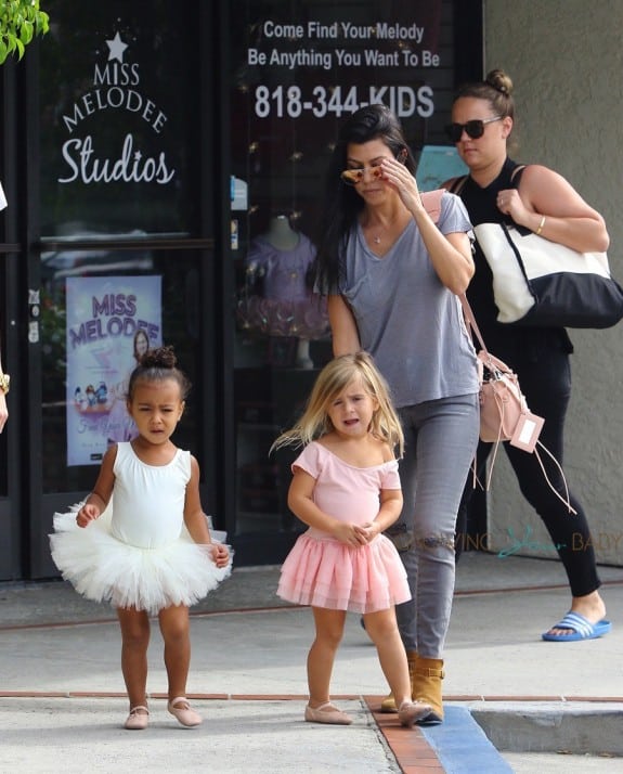 Kourtney Kardashian at ballet class with daughter Penelope Disick & niece North West