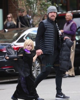 Liev Schreiber leaves a Halloween party with son Sam