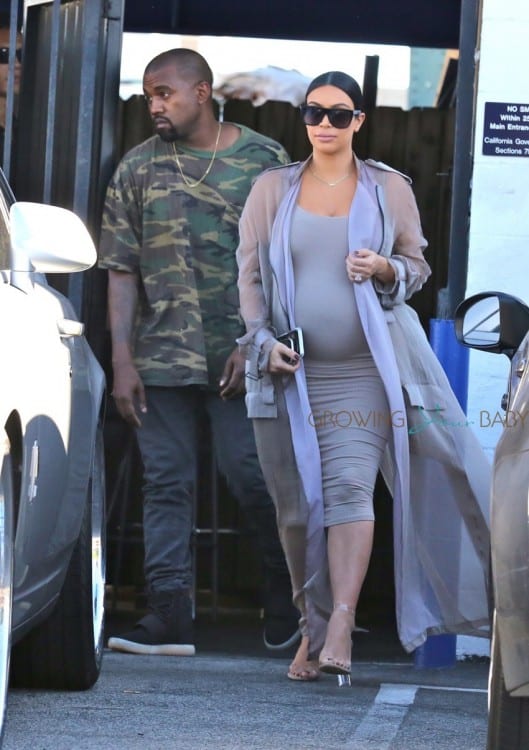 Pregnant Kim Kardashian leaves a studio in LA with husband Kanye West