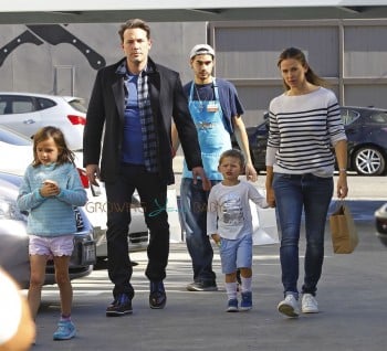 Ben Affleck and Jennifer Garner are seen leaving Cake Mix with their children Seraphina, and Samuel