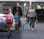 Ben Affleck and Jennifer Garner are seen leaving Cake Mix with their children Violet, Seraphina, and Samuel