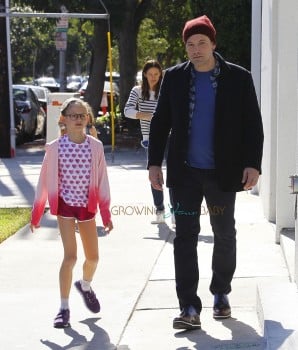 Ben Affleck seen leaving Cake Mix with daughter Violet