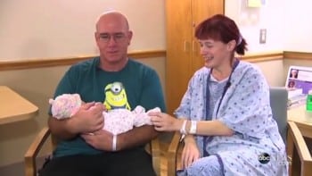 Judy and Jason Brown with their surprise baby Carolyn