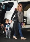Luisana Lopilato at the Buenos Aires airport with son Noah Buble