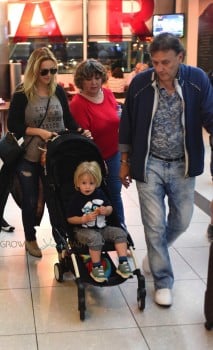 Luisana Lopilato at the Buenos  Aires airport with son Noah Buble