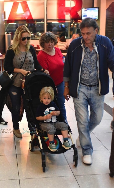 Luisana Lopilato at the Buenos Aires airport with son Noah Buble