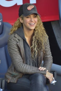 Shakira at the La Liga match between FC Barcelona and Real Sociedad de Futbol