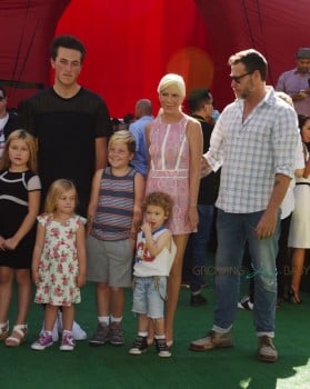 Tori Spelling and Dean McDermott seen at the Premiere of 20th Century Fox's 'The Peanuts Movie'  with their kids