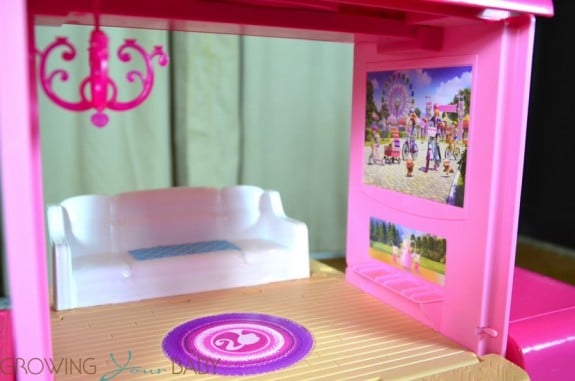 barbie pop up camper - living room