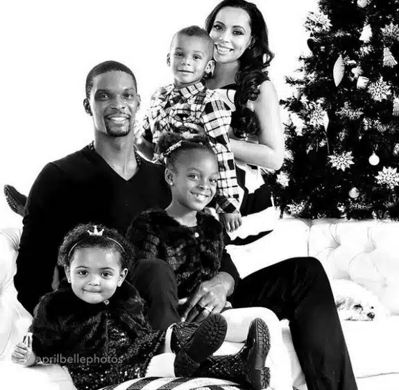 Adrienne and Chris Bosh with kids Dylan, Jackson and Trinity