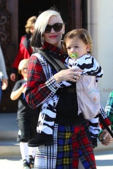 Gwen Stefani leaves church in LA with son Apollo