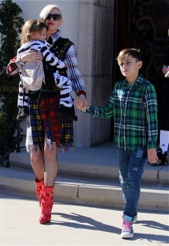 Gwen Stefani leaves church in LA with sons Kingston and Apollo Rossdale