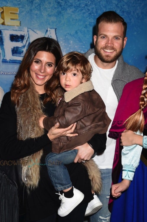 Jamie-Lynn Sigler, Beau Dykstra and son Cutter Dykstra at the premiere of Disney On Ice's 'Frozen' at Staples Center LA