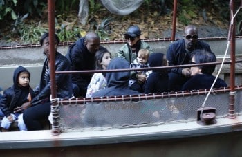Kanye West and Corey Gamble at Disneyland with Reign and Penelope Disick