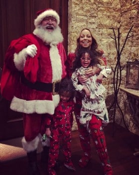 Mariah Carey with kids Monroe and Moroccan Cannon Christmas 2015