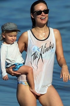 Olivia Wilde At The Beach In Maui with son Otis