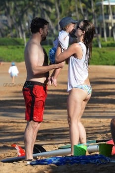 Olivia Wilde & Jason Sudeikis At The Beach In Maui with son Otis