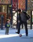 Olivier Martinez plays with his son Maceo Martinez at a park in Los Angeles on December 31, 2015