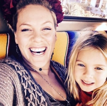 Pink with daughter Willow Hart Christmas 2015