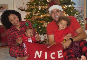 Tamera Mowry with husband Adam Housely and kids Aden and Ariah Christmas 2015