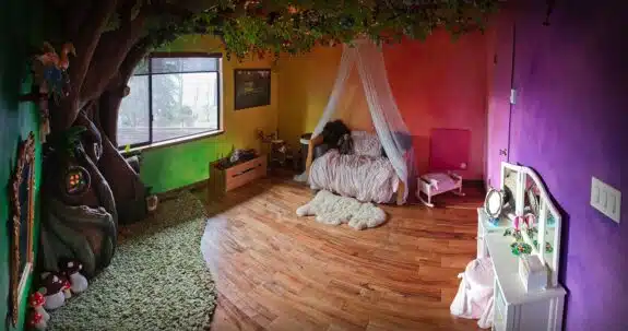Dad Creates Magical Treehouse in Daughter's Room - AFTER