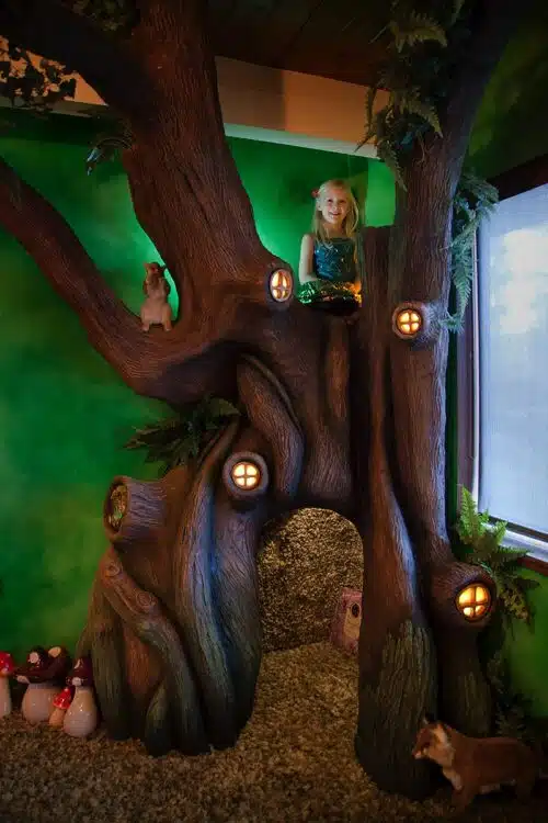 Dad Creates Magical Treehouse in Daughter's Room - IT'S CLIMBABLE