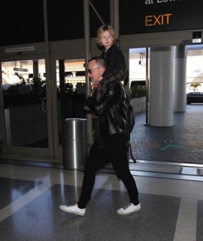 David Furnish Departs LAX With Son Elijah