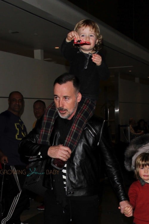 David Furnish Departs LAX With Son Elijah