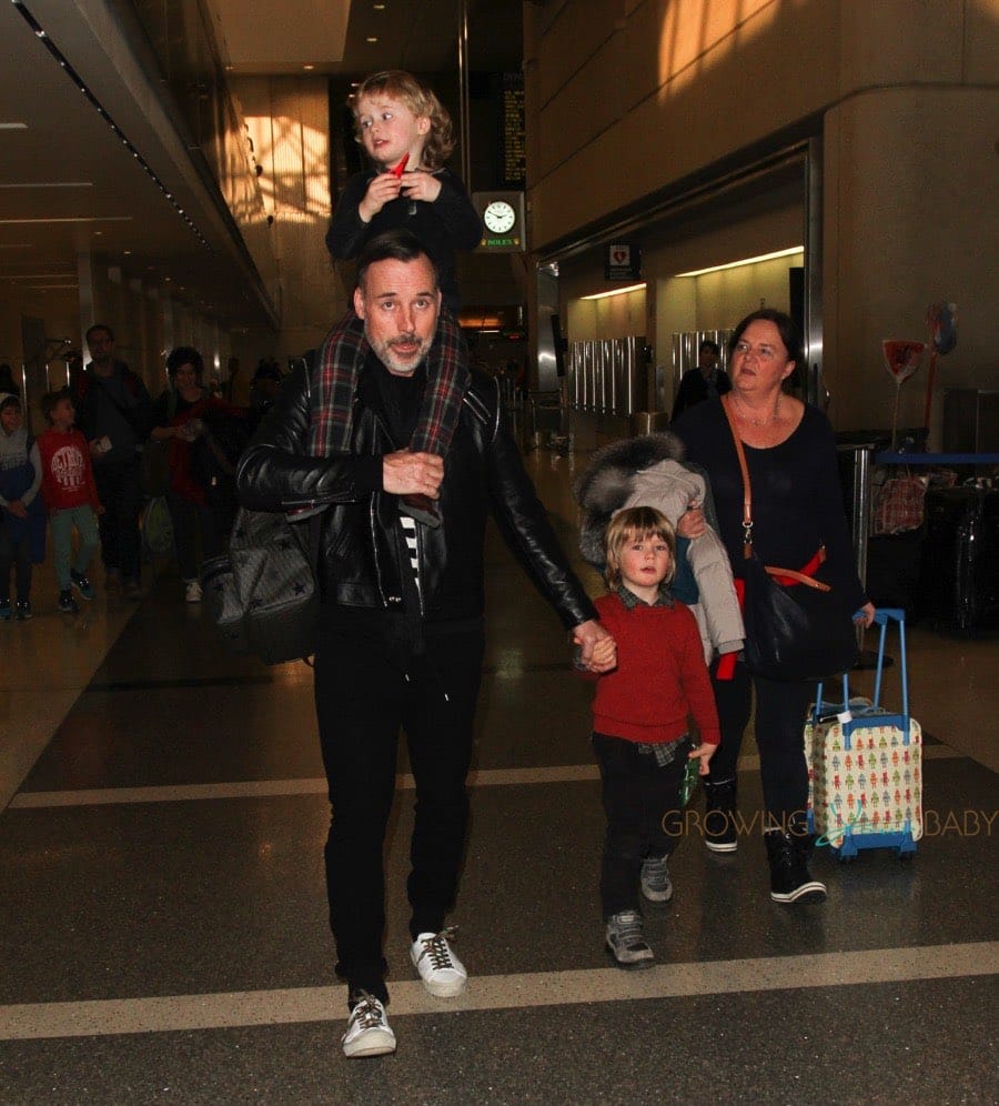 David Furnish Departs LAX With Two Sons Zachary and Elijah