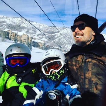 David Furnish with sons sons Elijah and Zachary at the Snowmass Village in Aspen