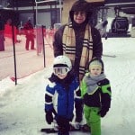 Elton John with sons Elijah and Zachary at the Snowmass Village in Aspen