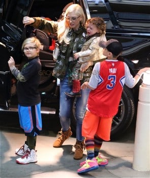 Gwen Stefani arrives at the movies with sons Apollo, Kingston and Zuma Rossdale