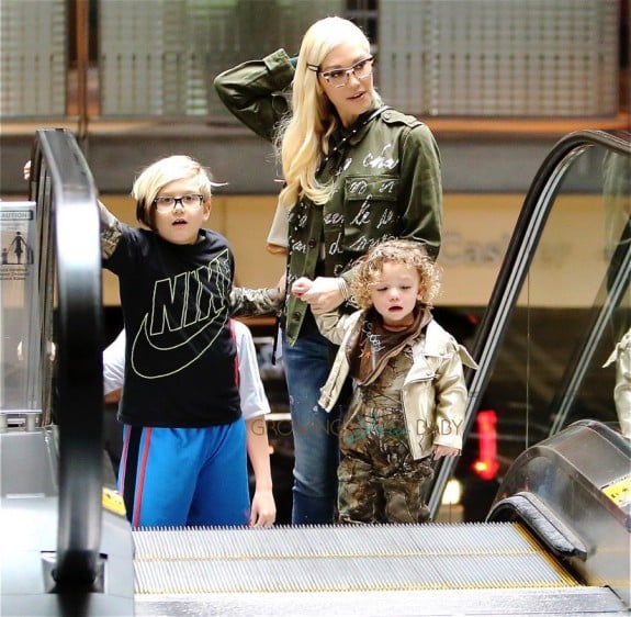 Gwen Stefani arrives at the movies with sons Apollo, and Zuma Rossdale