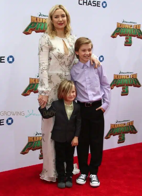Kate Hudson with her son Ryder Robinson at Dream Works and Twentieth Century Fox present the World Premiere for Kung Fu Panda 3