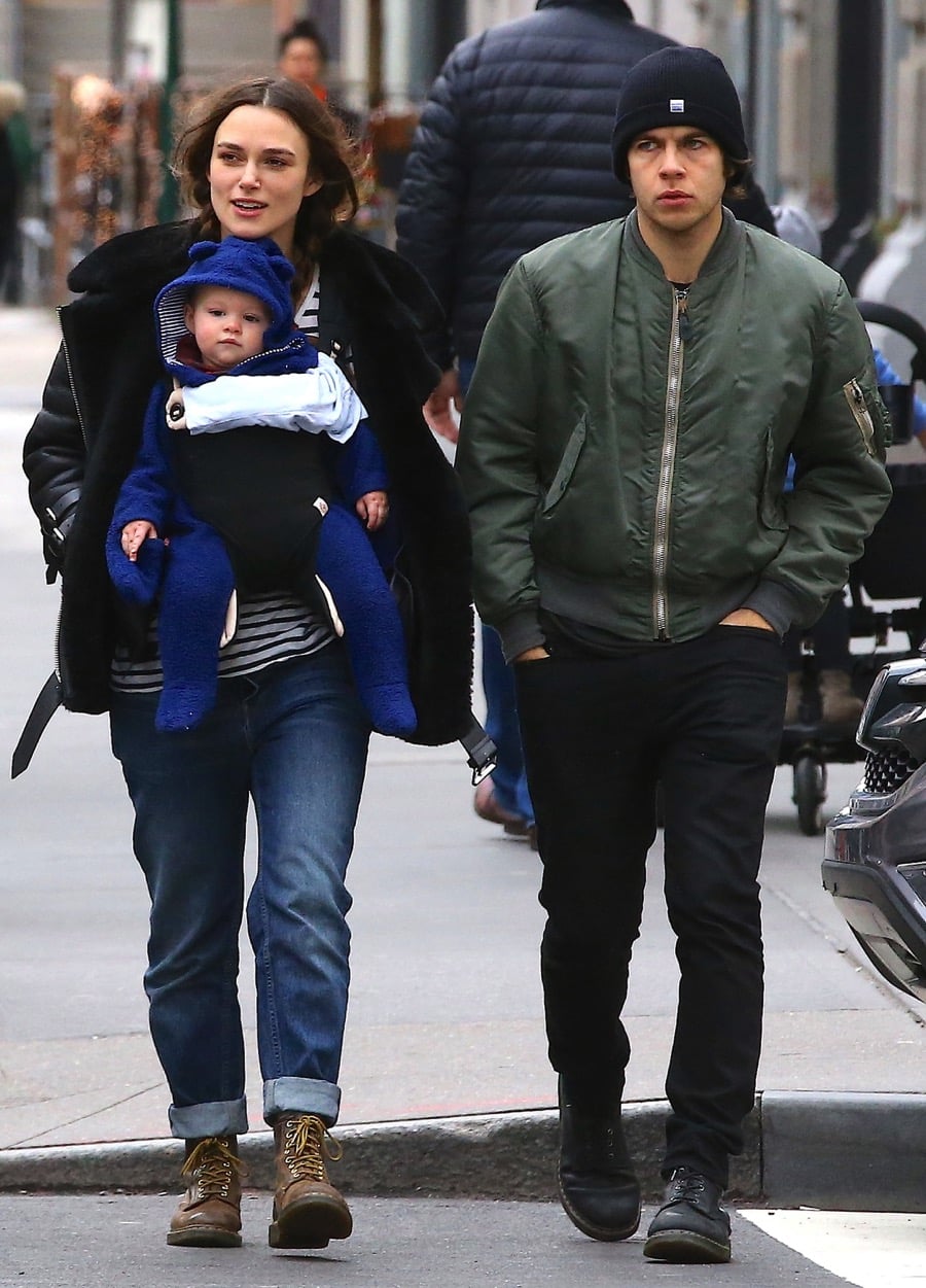 Keira Knightley takes a New Years Day stroll with her husband James Righton...