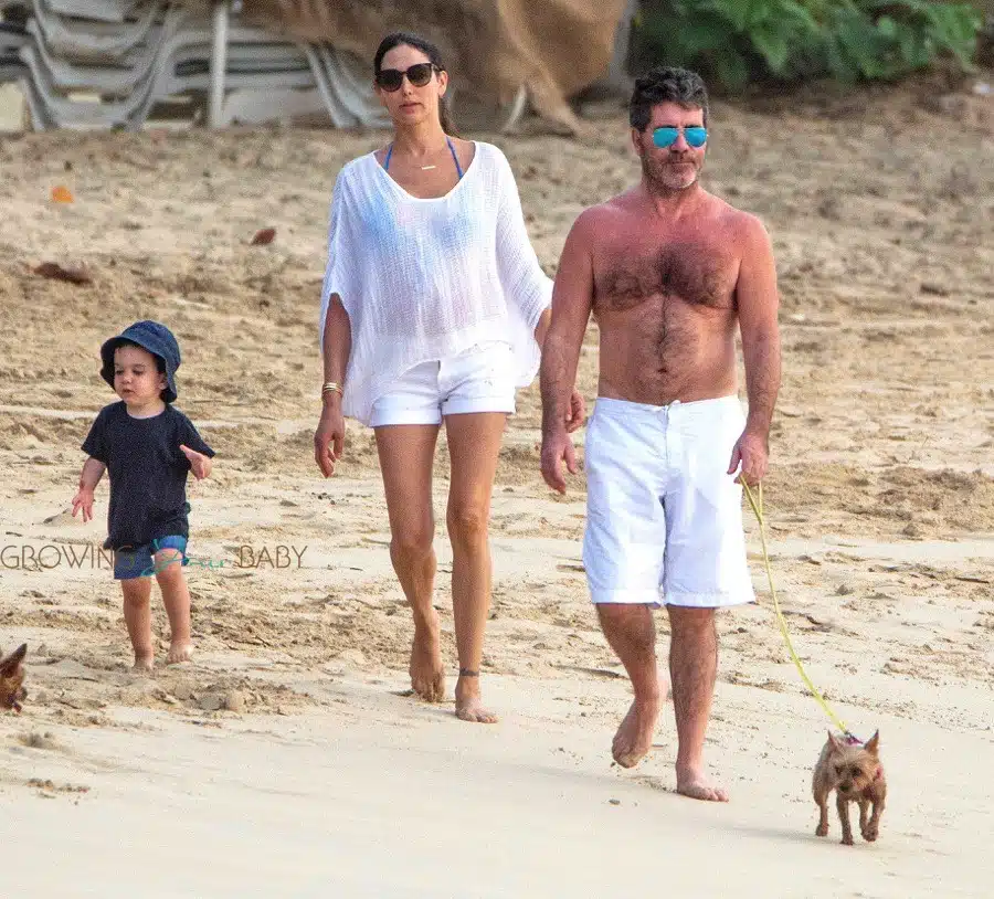 Simon Cowell and Lauren Silverman stroll with son Eric in Barbados