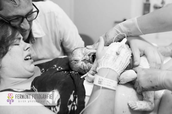 Child birth seconds after baby's birth 9