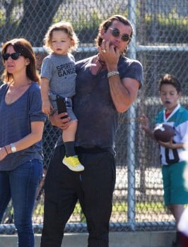 Gavin Rossdale with  Apollo At son Zuma's Soccer Practice