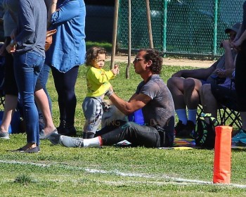 Gavin Rossdale with  Apollo At son Zuma's Soccer Practice in LA