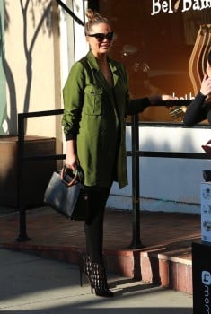 Pregnant Chrissy Teigen shops for her baby in Beverly Hills