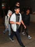 Angelina Jolie and her kids Pax, Shiloh & Zahara are spotted arriving on a flight at LAX airport