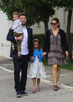 Ben Affleck and Jennifer Garner attend Easter Service with kids Sam & Seraphina