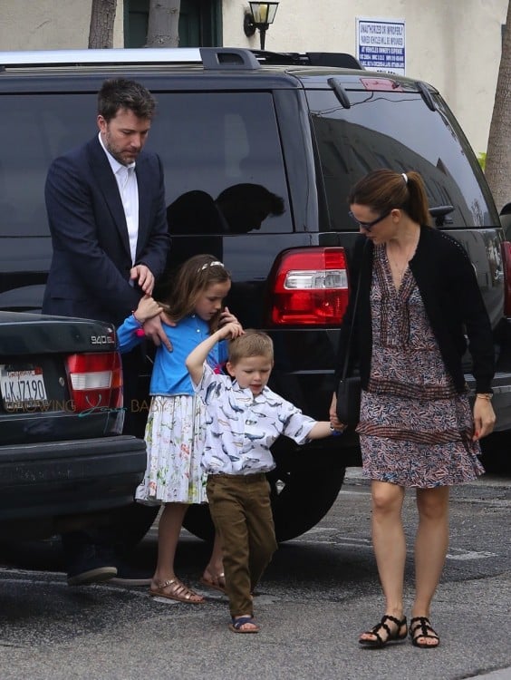 Ben Affleck and Jennifer Garner attend Easter Service with kids Sam and Seraphina